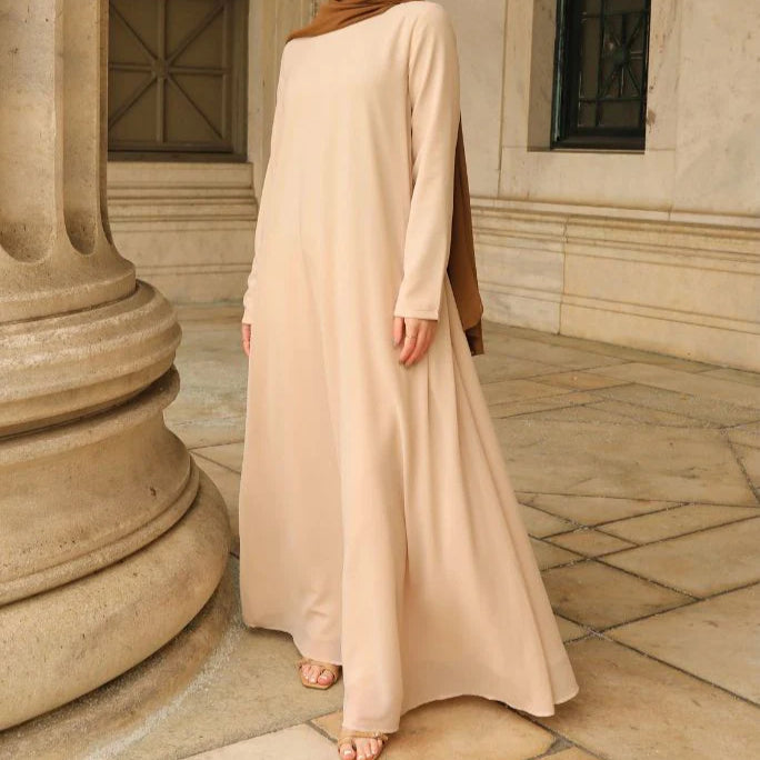 Maryam Classic Chiffon Dress - Beige