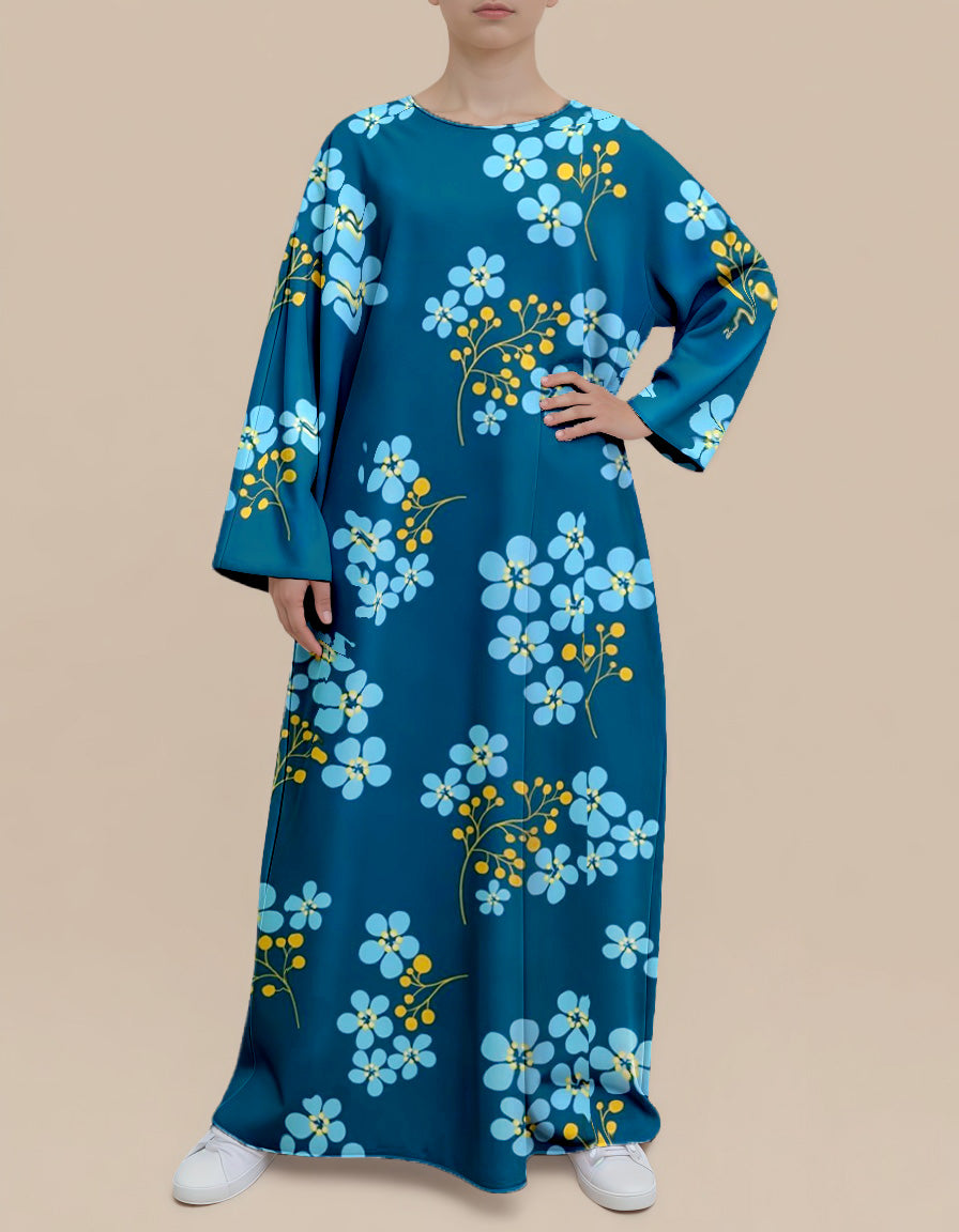 Plus Size Floral Nursing Kaftan in Twilight Meadow