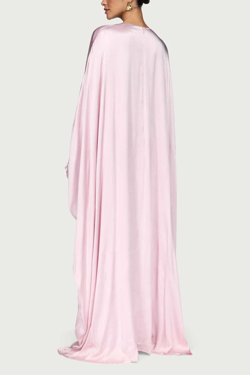 Satin Butterfly Maxi Dress-Pastel Pink