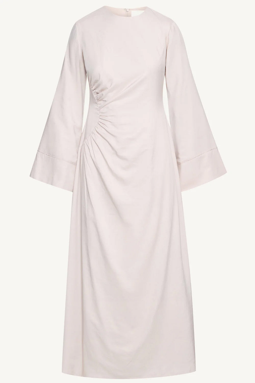 Asymmetric Pleated Floor-length Dress- Soft Pink