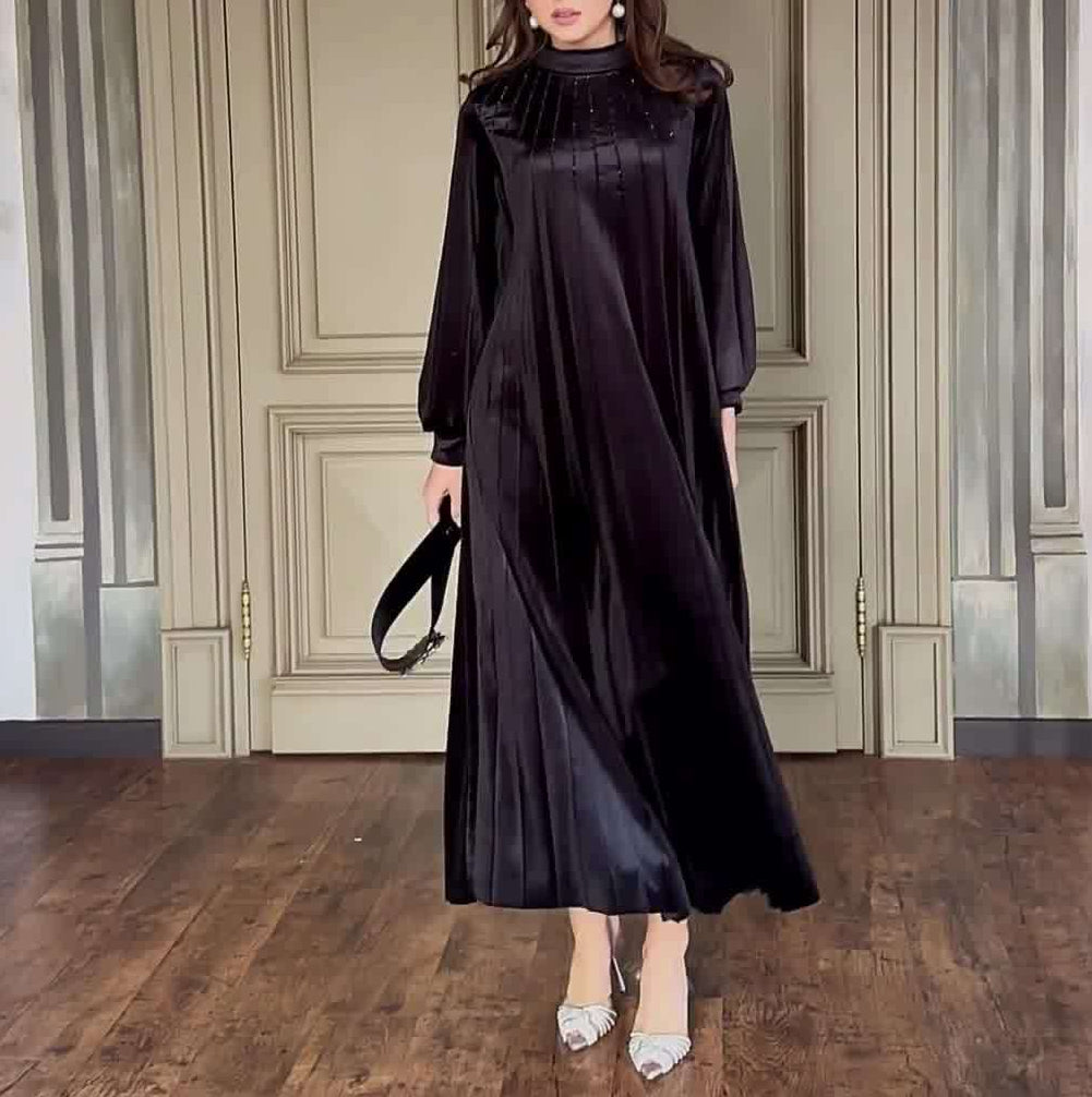 Belted Pleated Loose Temperament Dress