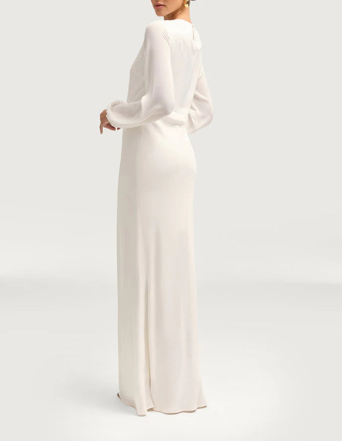 Sophia Heavy Satin Maxi Abaya Dress - Pure White