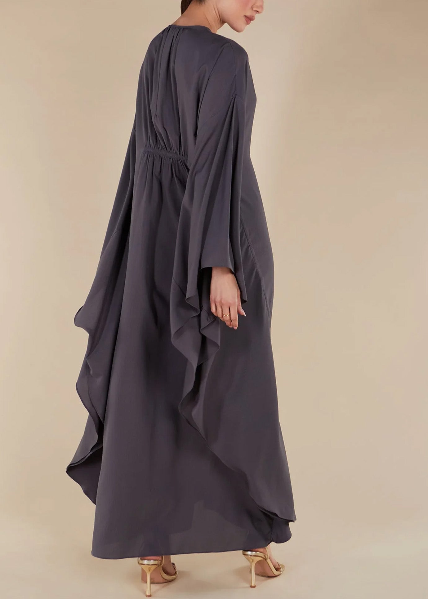 Solid Color Front Pleated Design Abaya for Women