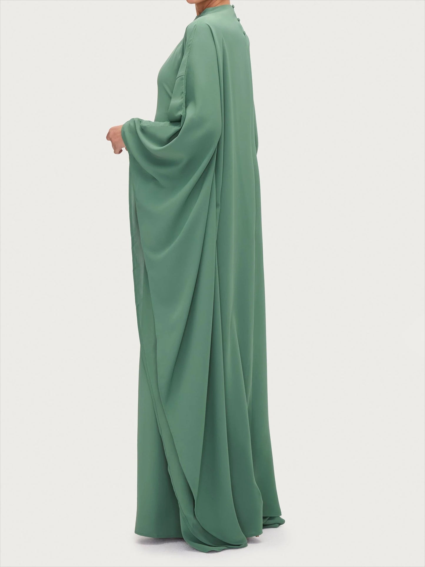 Salma Wings Inner Tie Abaya Dress - Green