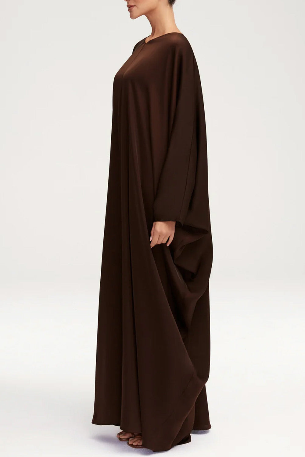Women's Fashion Satin Robe Dress-Espresso