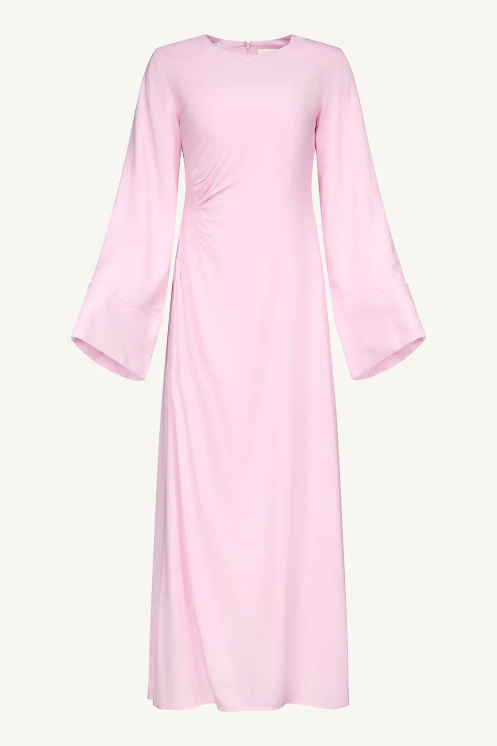 Asymmetric Pleated Floor-length Dress-Pastel Pink