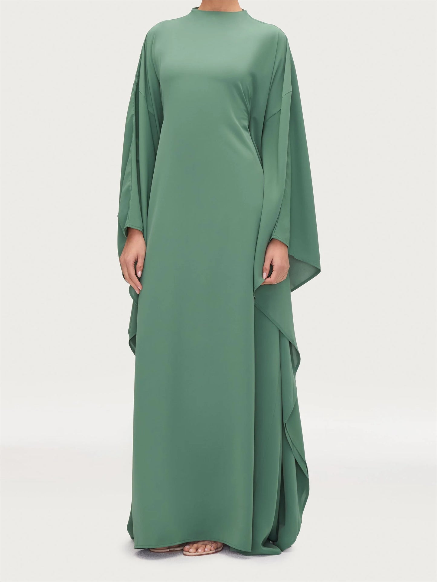 Salma Wings Inner Tie Abaya Dress - Green