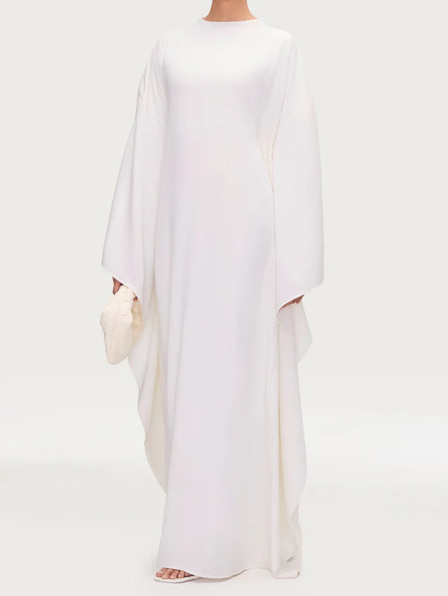 Salma Wings Inner Tie Abaya Dress - White