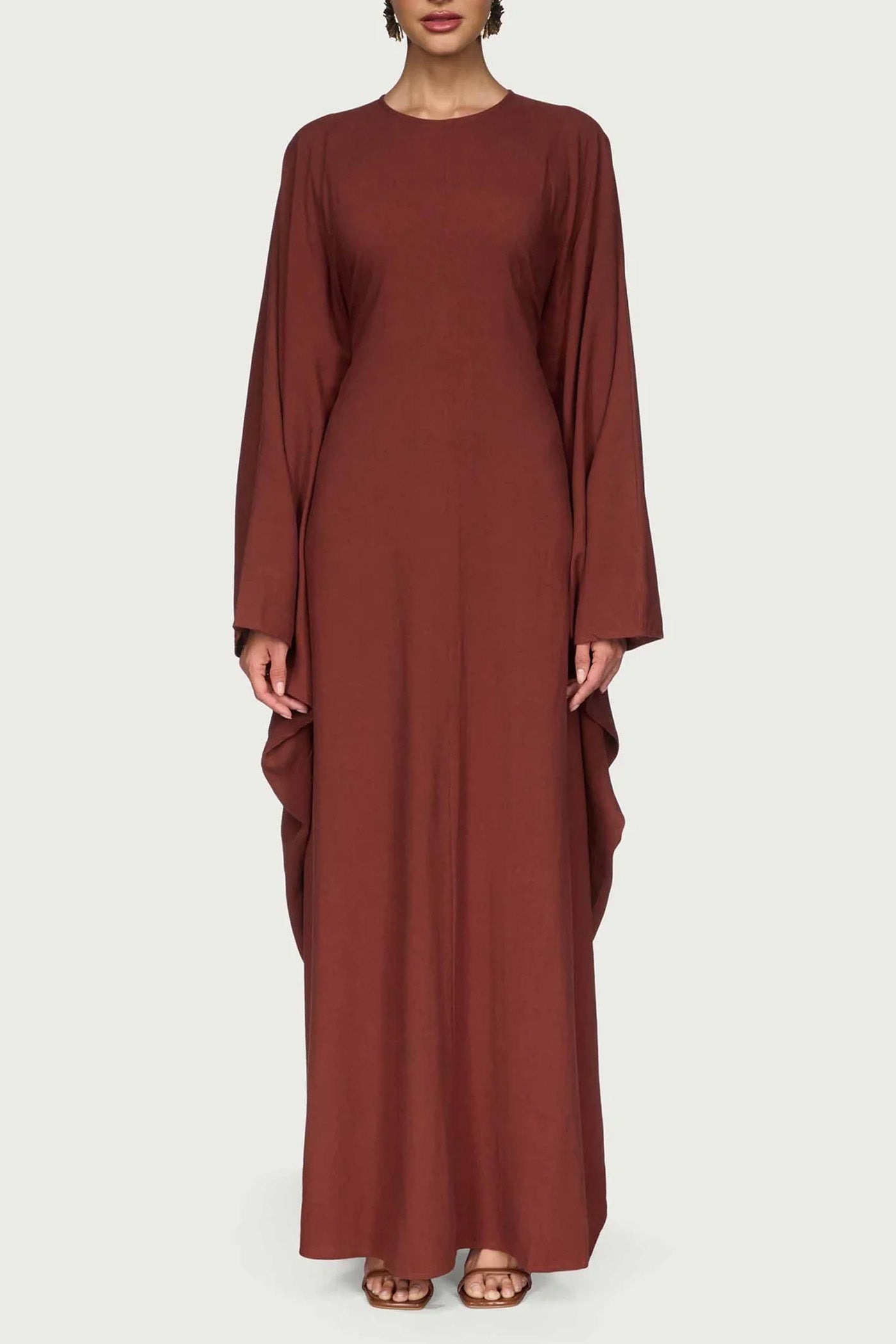 Ladies' Comfortable and Stylish Round-neck Dress-Brown