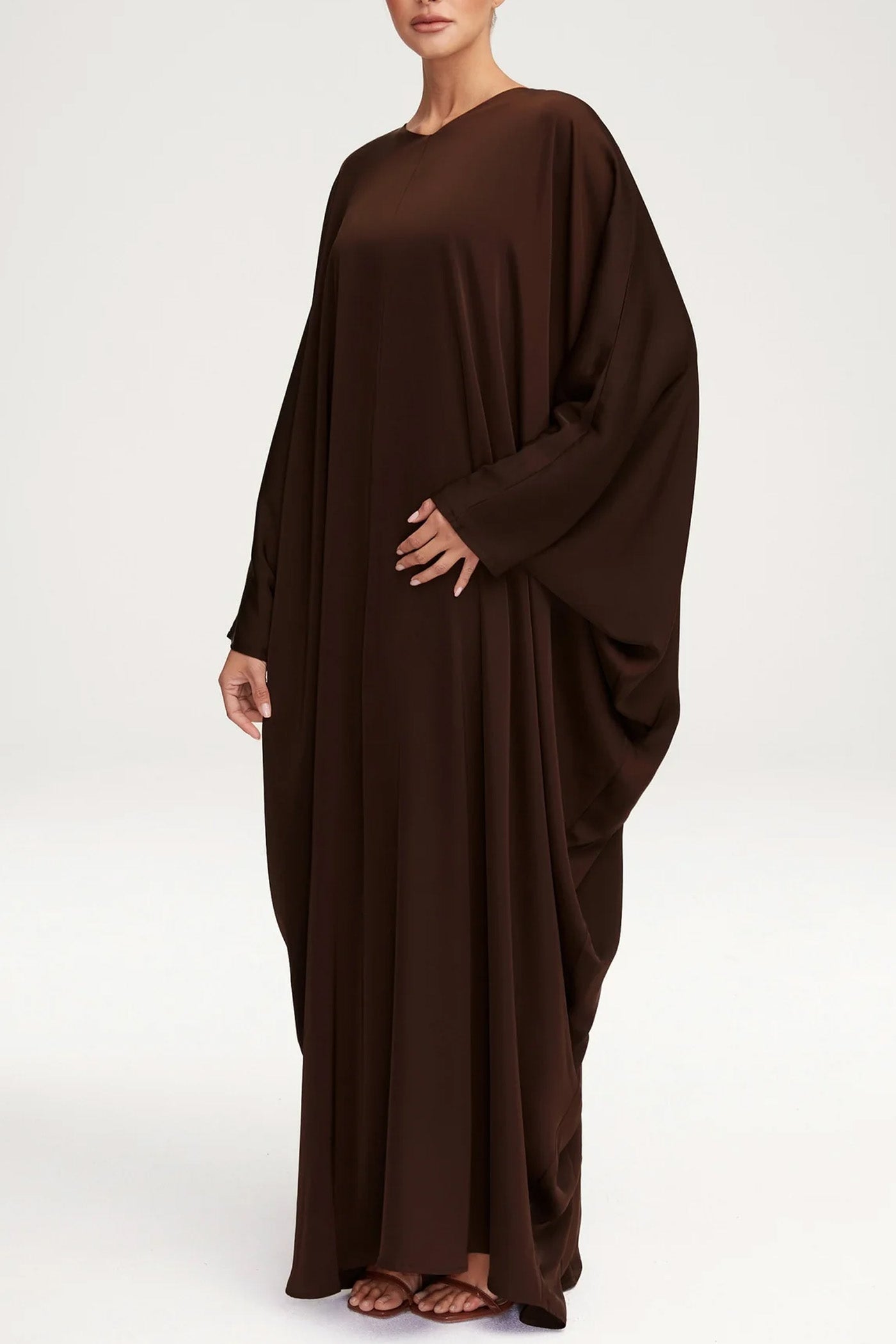 Women's Fashion Satin Robe Dress-Espresso