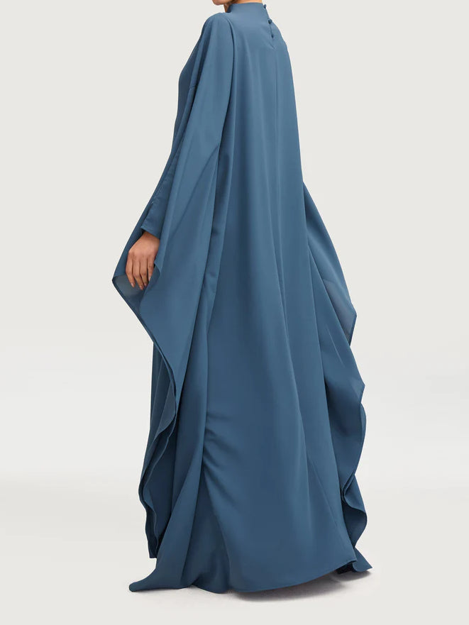 Salma Wings Inner Tie Abaya Dress - Navy Blue