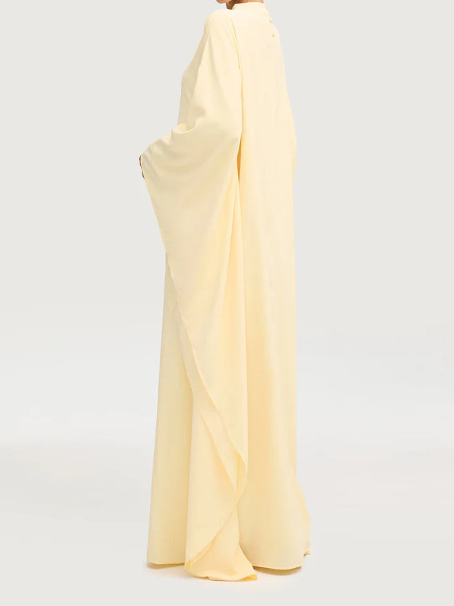 Salma Wings Inner Tie Abaya Dress - Yellow