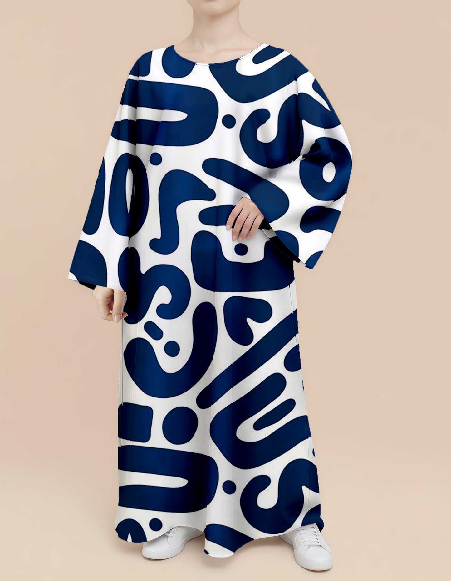 Plus Size Floral Nursing Kaftan in Navy Letters