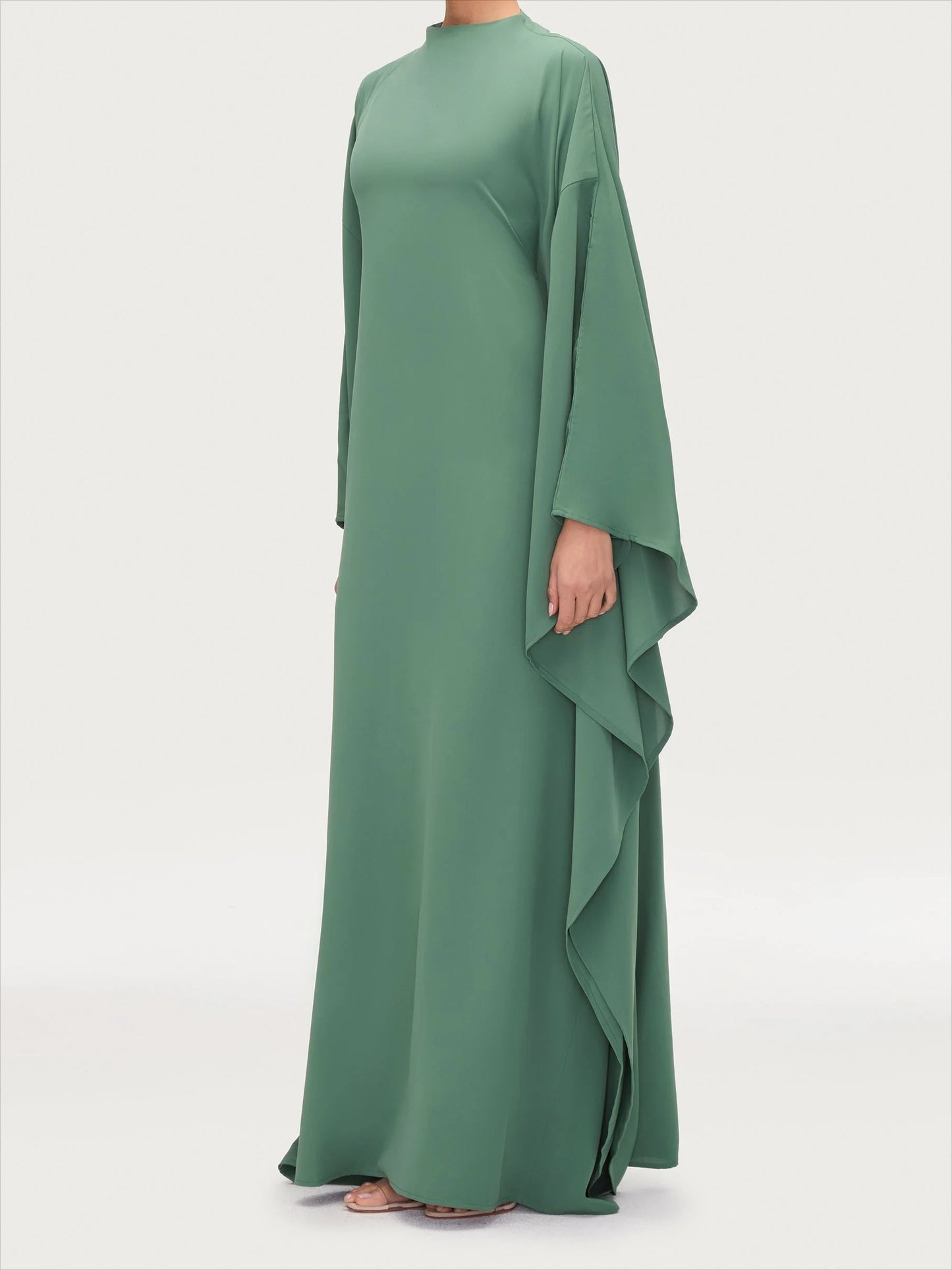 Salma Wings Inner Tie Abaya Dress - Green