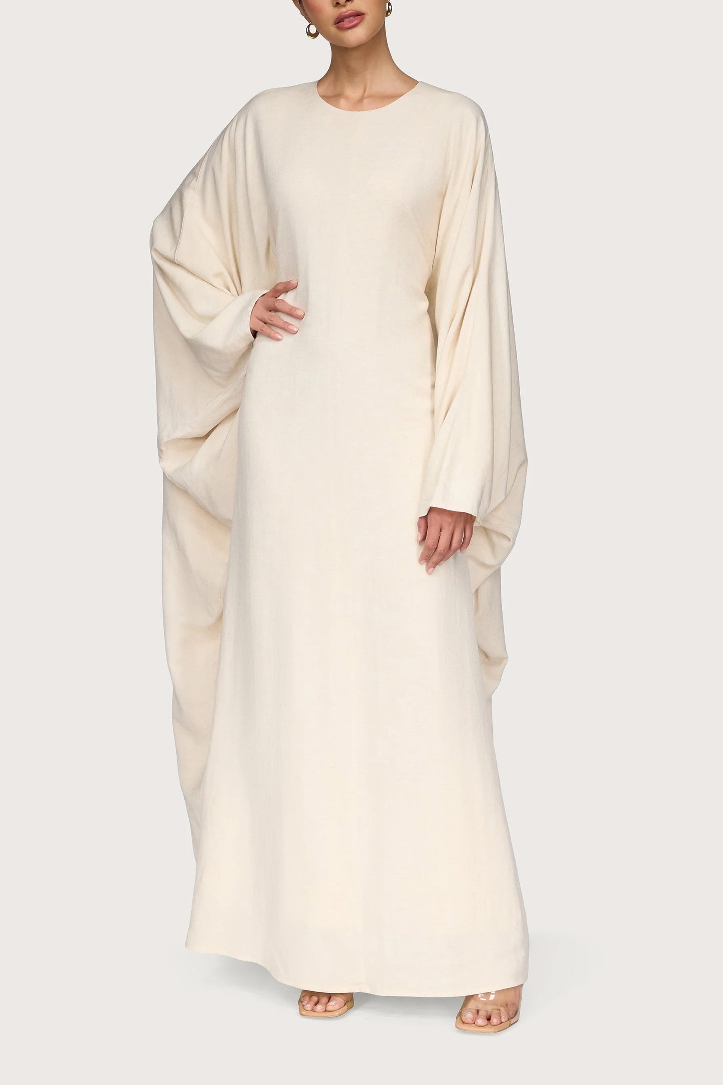Ladies' Comfortable and Stylish Round-neck Dress-Beige