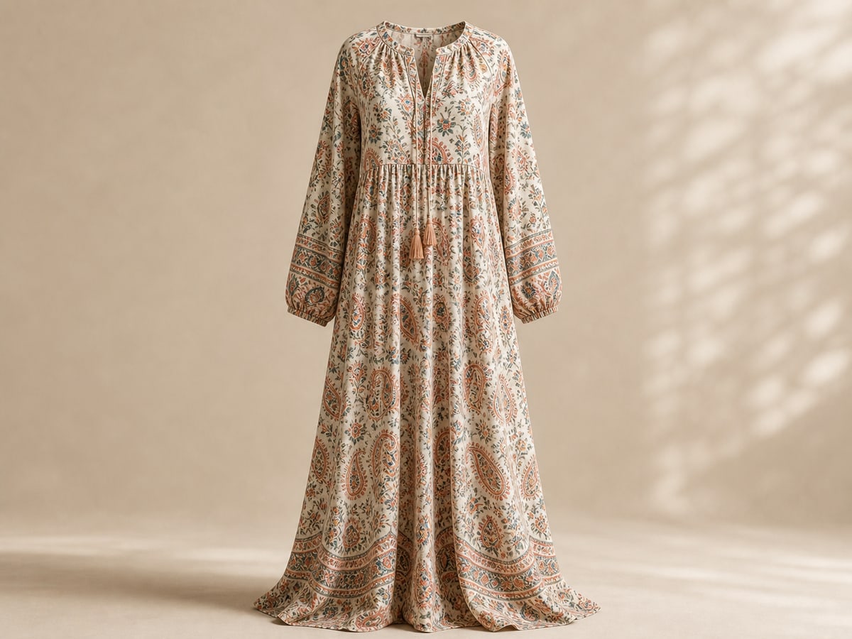 Boho Long Dress digital print style example