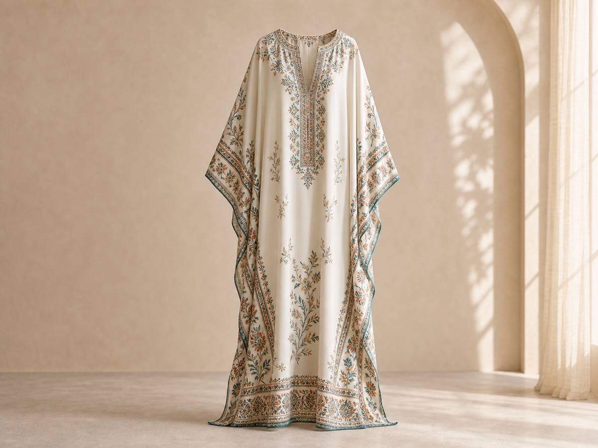 Printed Kaftan Dress digital print style example