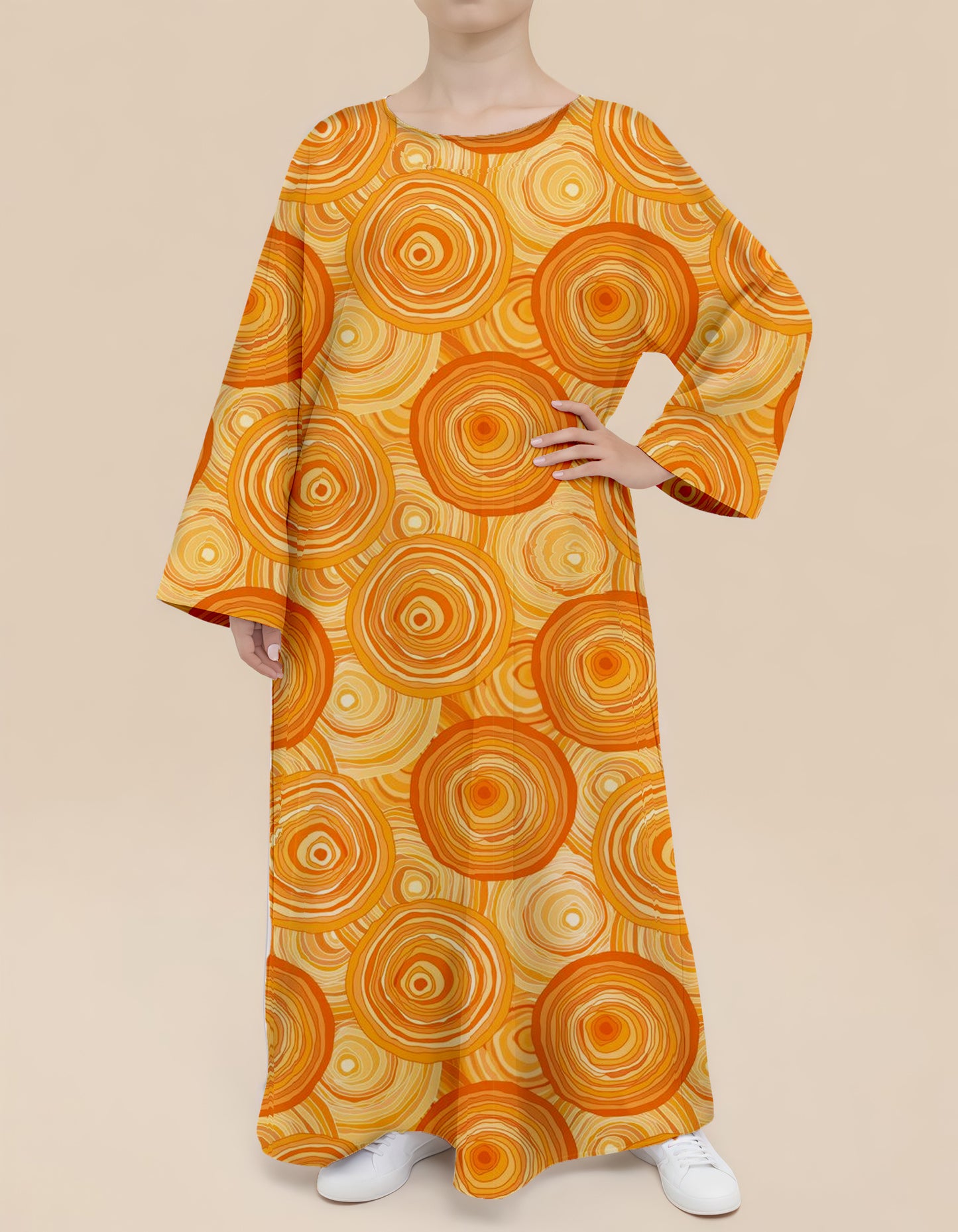Plus Size Floral Nursing Kaftan in Orange Vortex