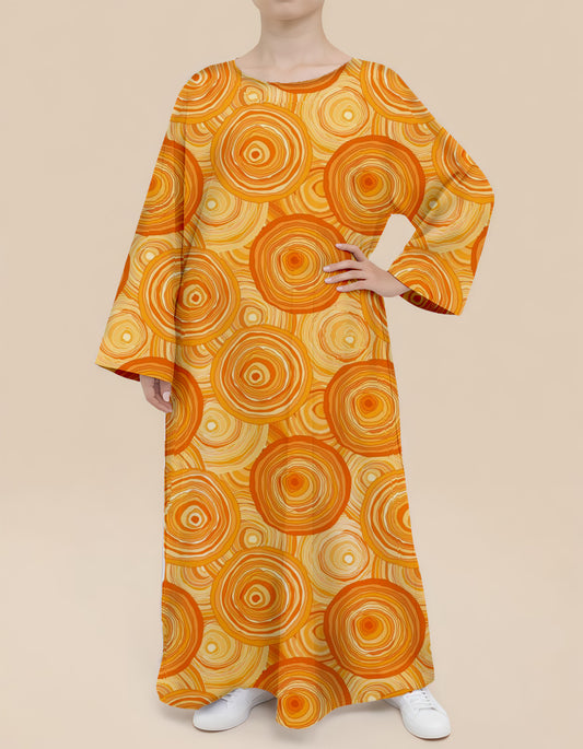 Plus Size Floral Nursing Kaftan in Orange Vortex