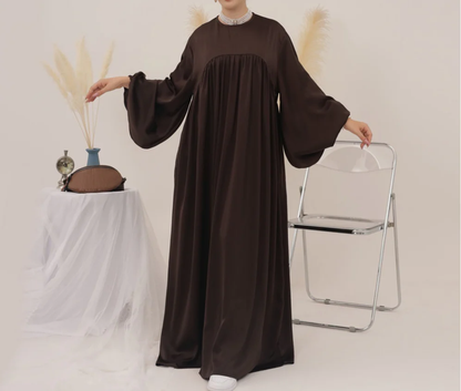 Eternal Blossom Satin Abaya Dress