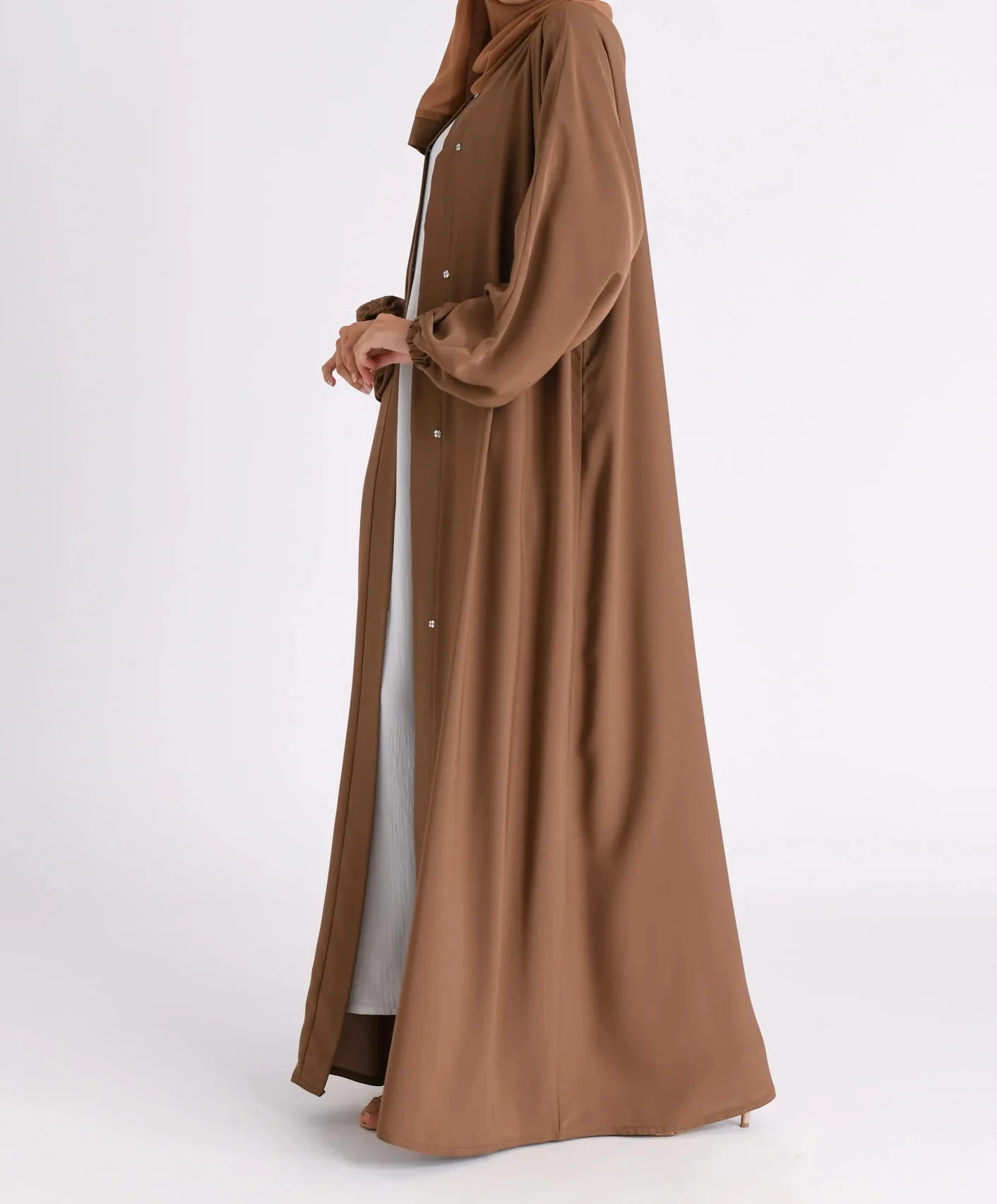 Classic Solid Open Abaya with Shrinking Cuffs