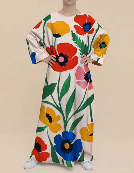 Plus Size Floral Nursing Kaftan in Centaurea