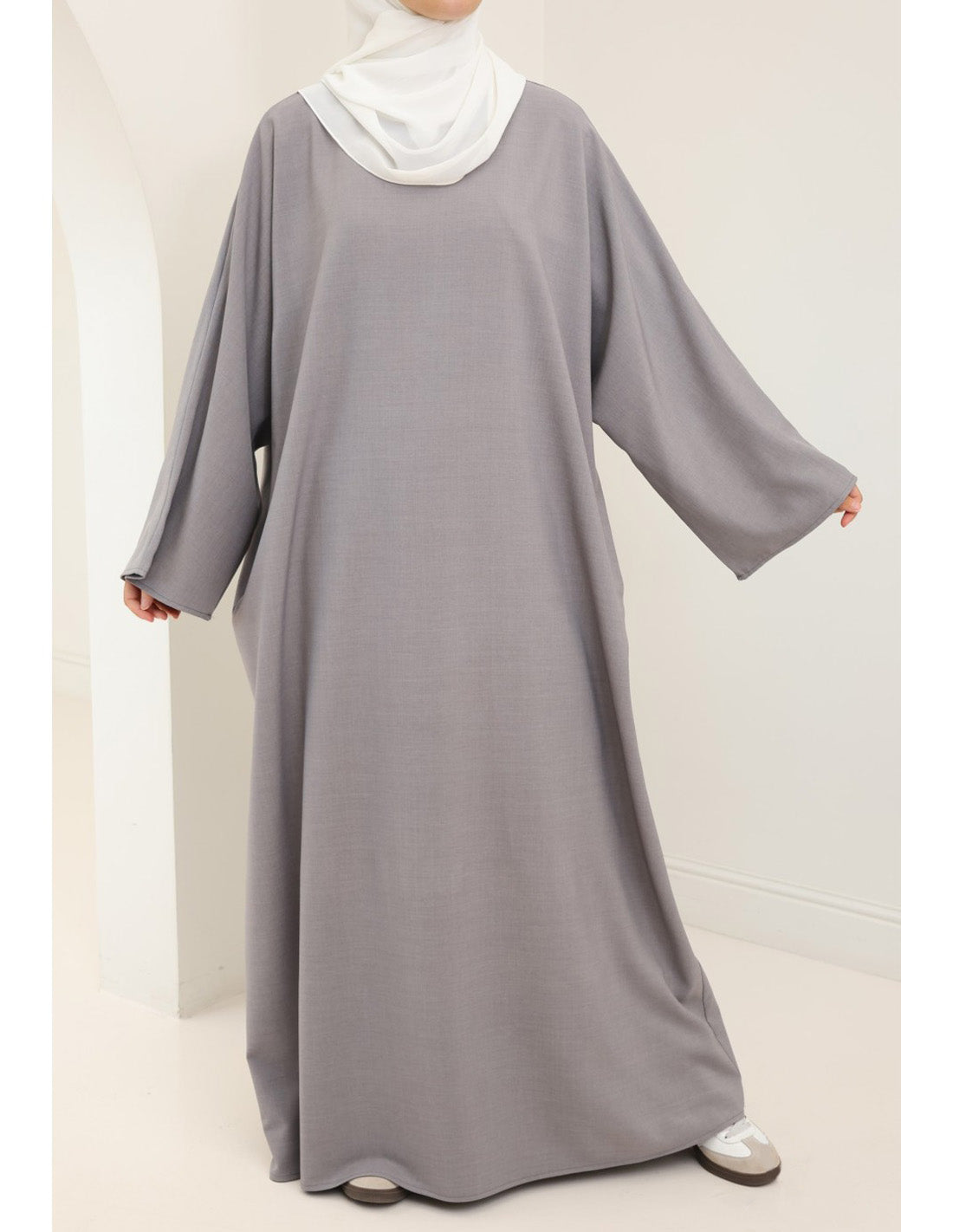 Ladies' Comfortable and Stylish Kaftan with Side Pockets-Grey