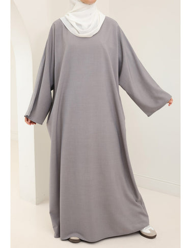 Ladies' Comfortable and Stylish Kaftan with Side Pockets-Grey