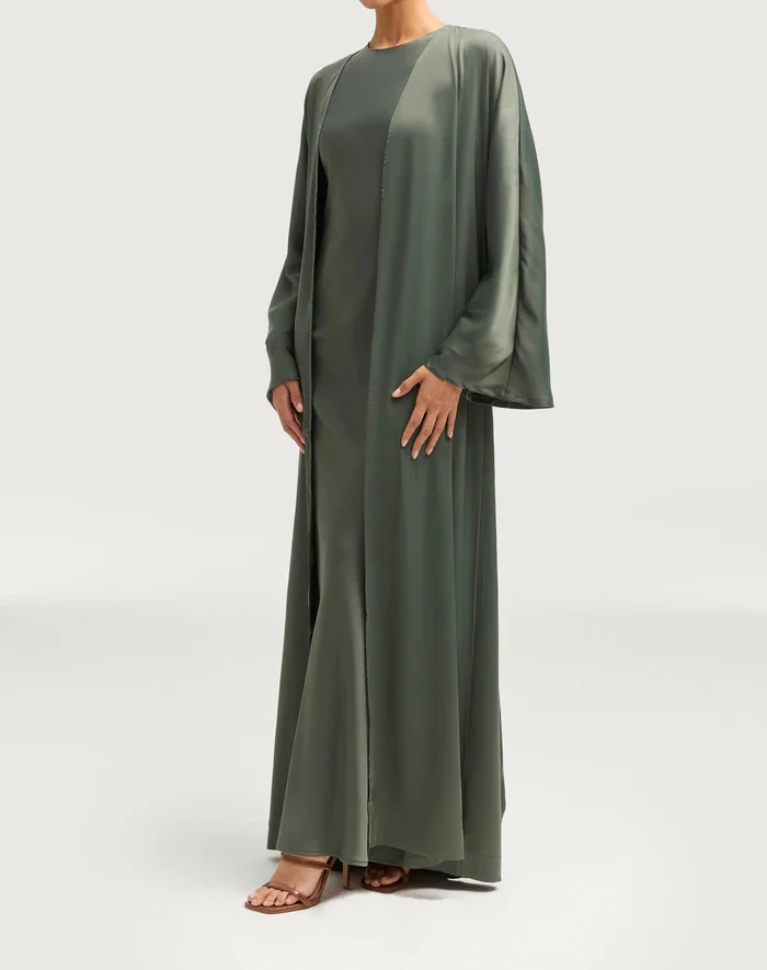 Sophia Heavy Satin Open Abaya Robe