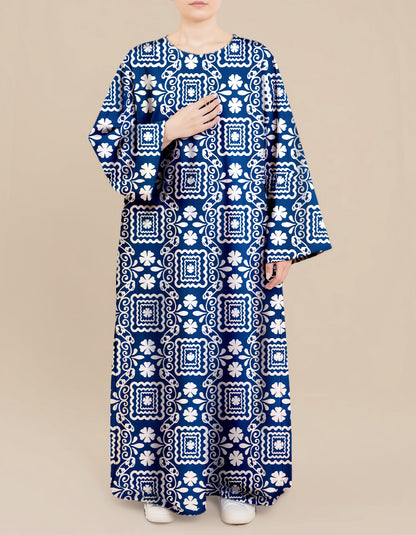 Plus Size Floral Nursing Kaftan in Blue Blossom