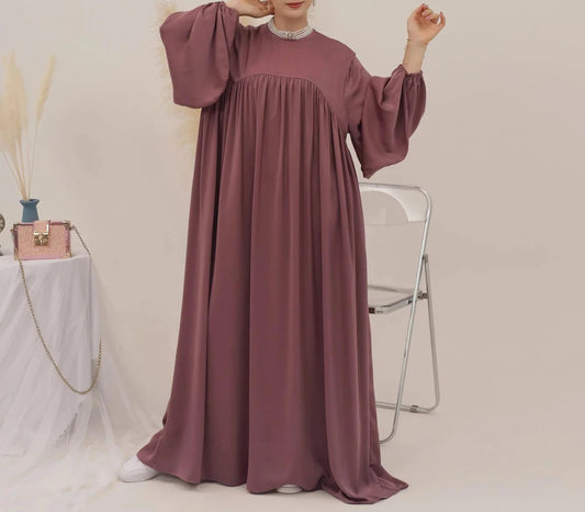 Eternal Blossom Satin Abaya Dress - Cinnamon