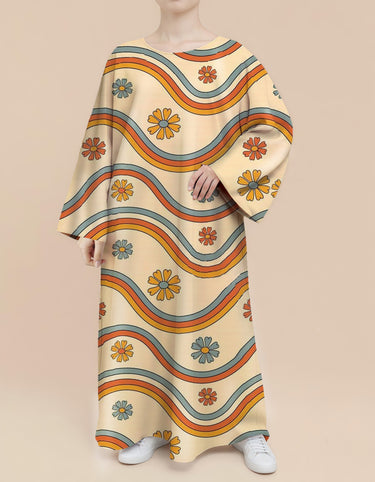 Plus Size Floral Nursing Kaftan in Colorful Waves