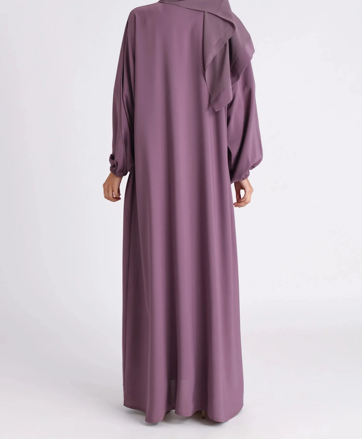 Classic Solid Open Abaya with Shrinking Cuffs