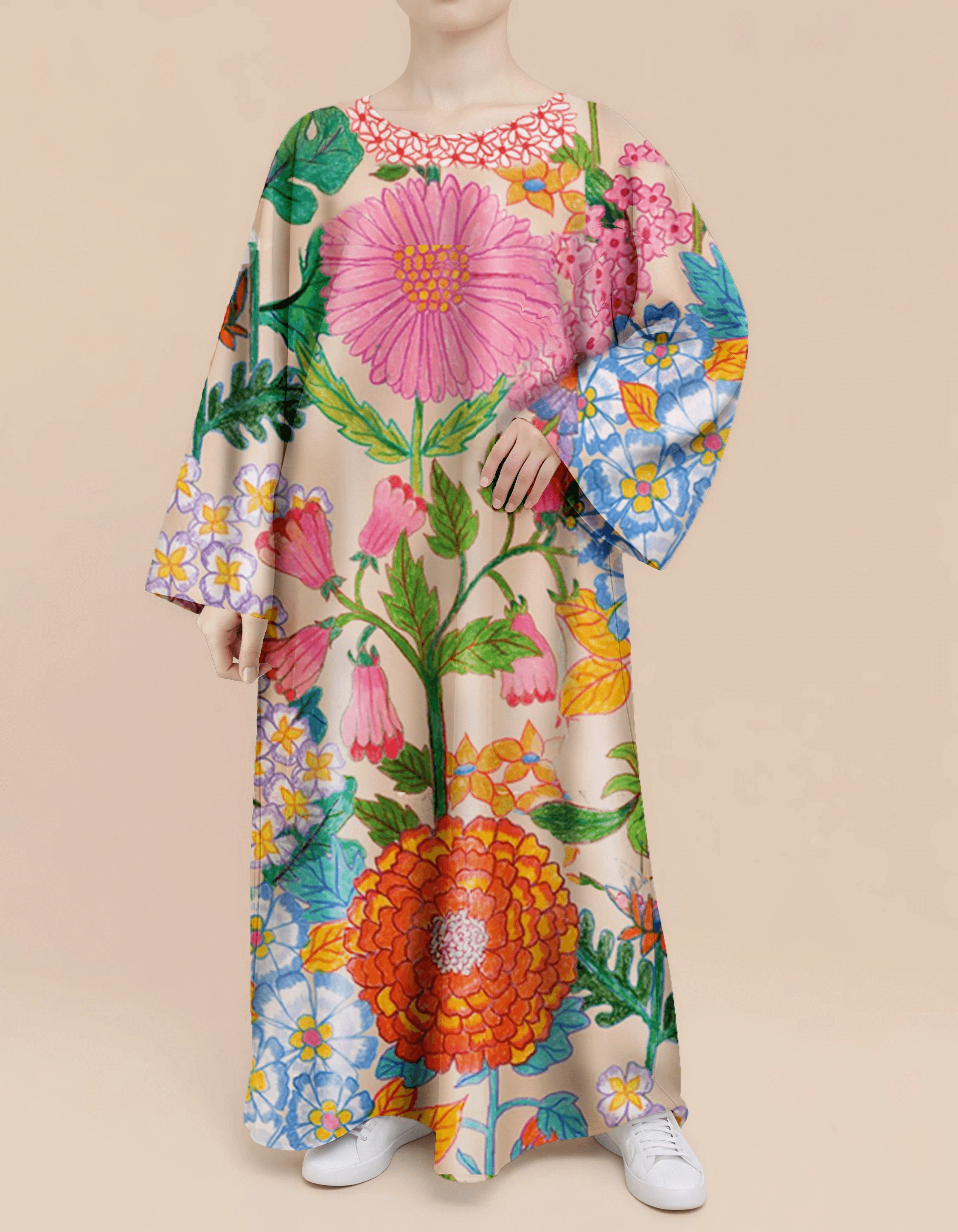 Plus Size Floral Nursing Kaftan in Garden