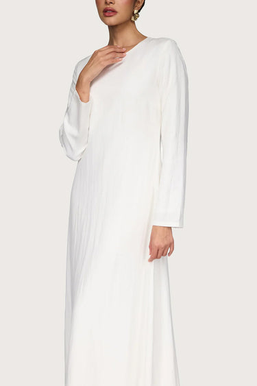 Linen Basic Maxi Dress - White