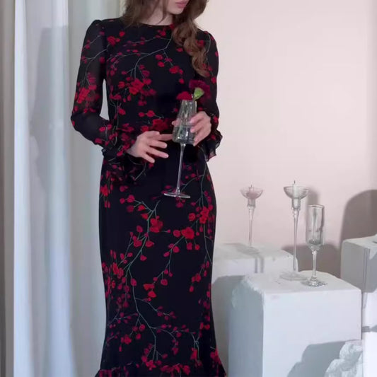 Women's Printed Slim-fit Dress