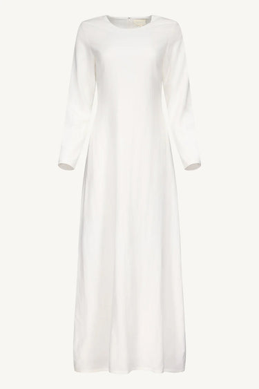 Linen Basic Maxi Dress - White
