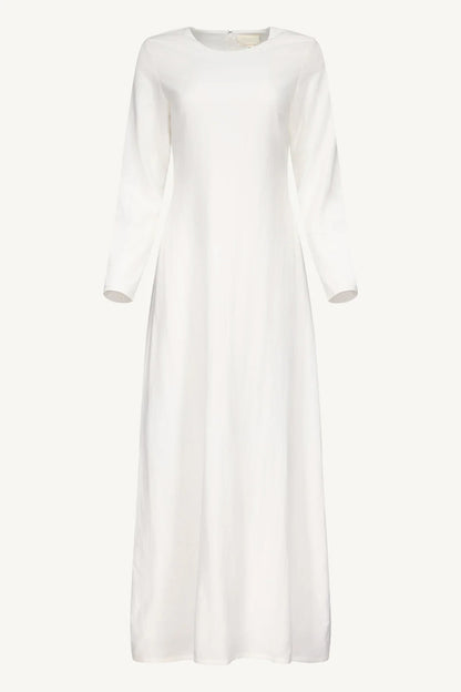 Linen Basic Maxi Dress - White