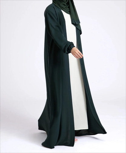 Classic Solid Open Abaya with Shrinking Cuffs