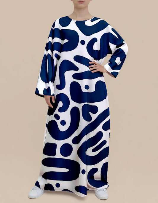 Plus Size Floral Nursing Kaftan in Navy Letters