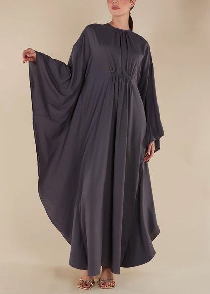 Solid Color Front Pleated Design Abaya for Women