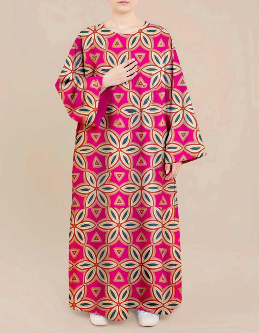 Plus Size Floral Nursing Kaftan in Geo Blossom