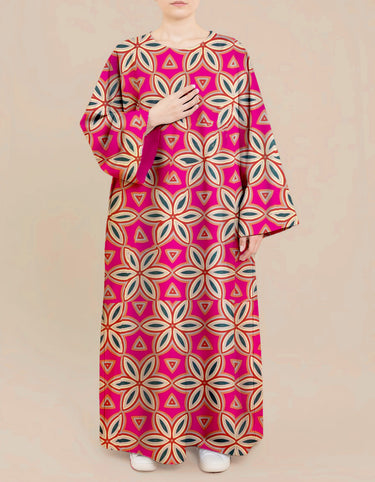 Plus Size Floral Nursing Kaftan in Geo Blossom