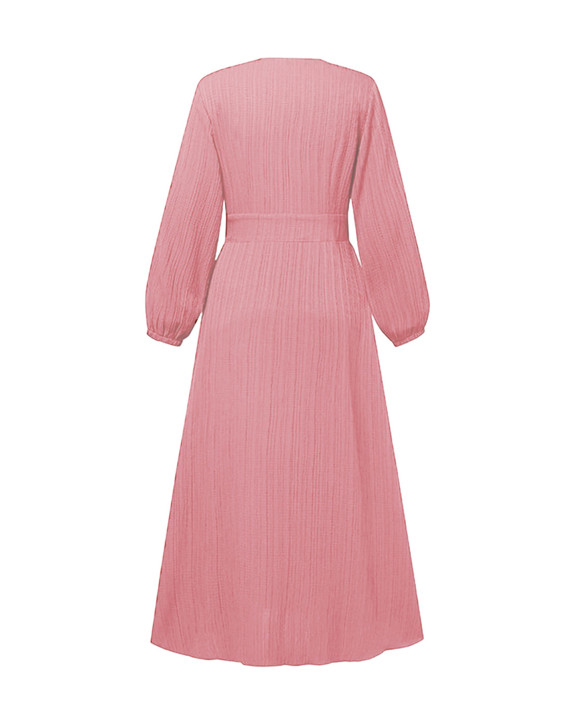 Women's Vintage Long-Sleeve Plain Modest Dress - Peach