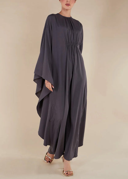 Solid Color Front Pleated Design Abaya for Women