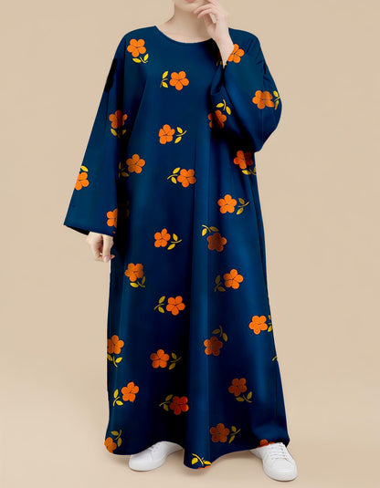 Plus Size Floral Nursing Kaftan in Orange Flower