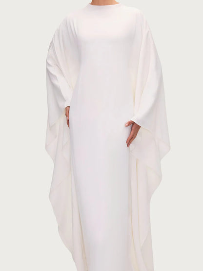 Salma Wings Inner Tie Abaya Dress - White