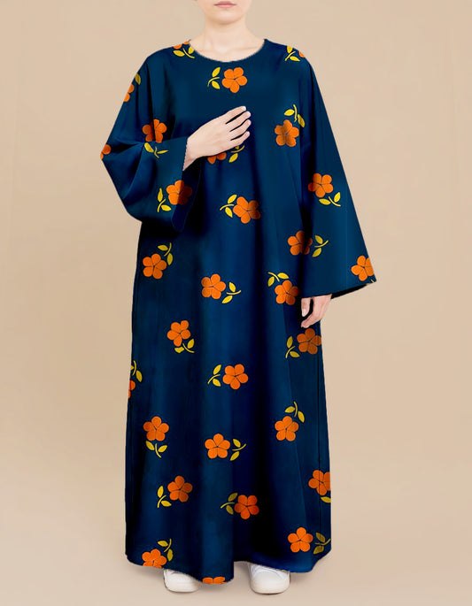 Plus Size Floral Nursing Kaftan in Orange Flower