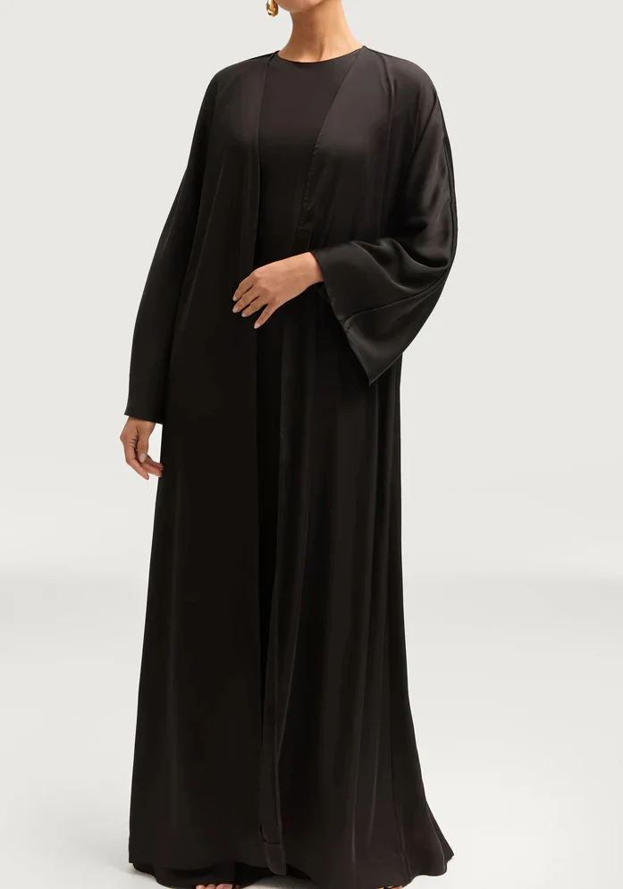 Sophia Heavy Satin Open Abaya Robe