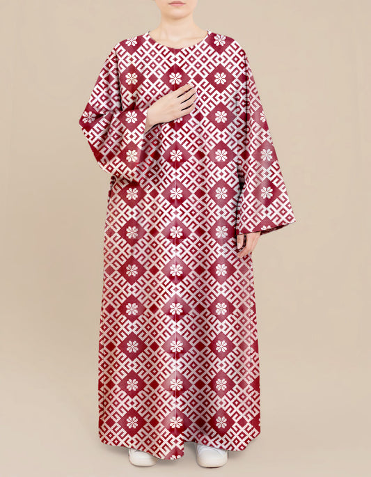 Plus Size Floral Nursing Kaftan in Ruby Grid